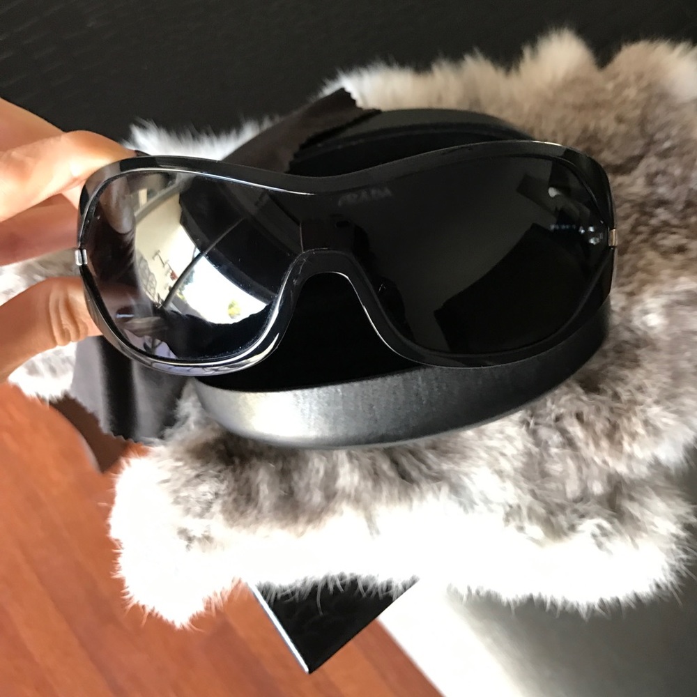 Prada Black Shield Sunglasses with Dark Lenses - Picture 6 of 9